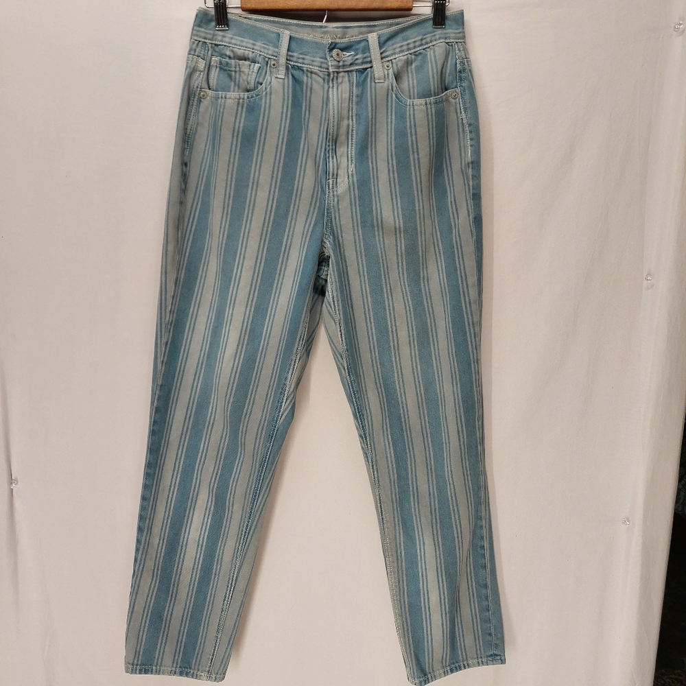American eagle jeans blue and white striped jeans size 8 regular